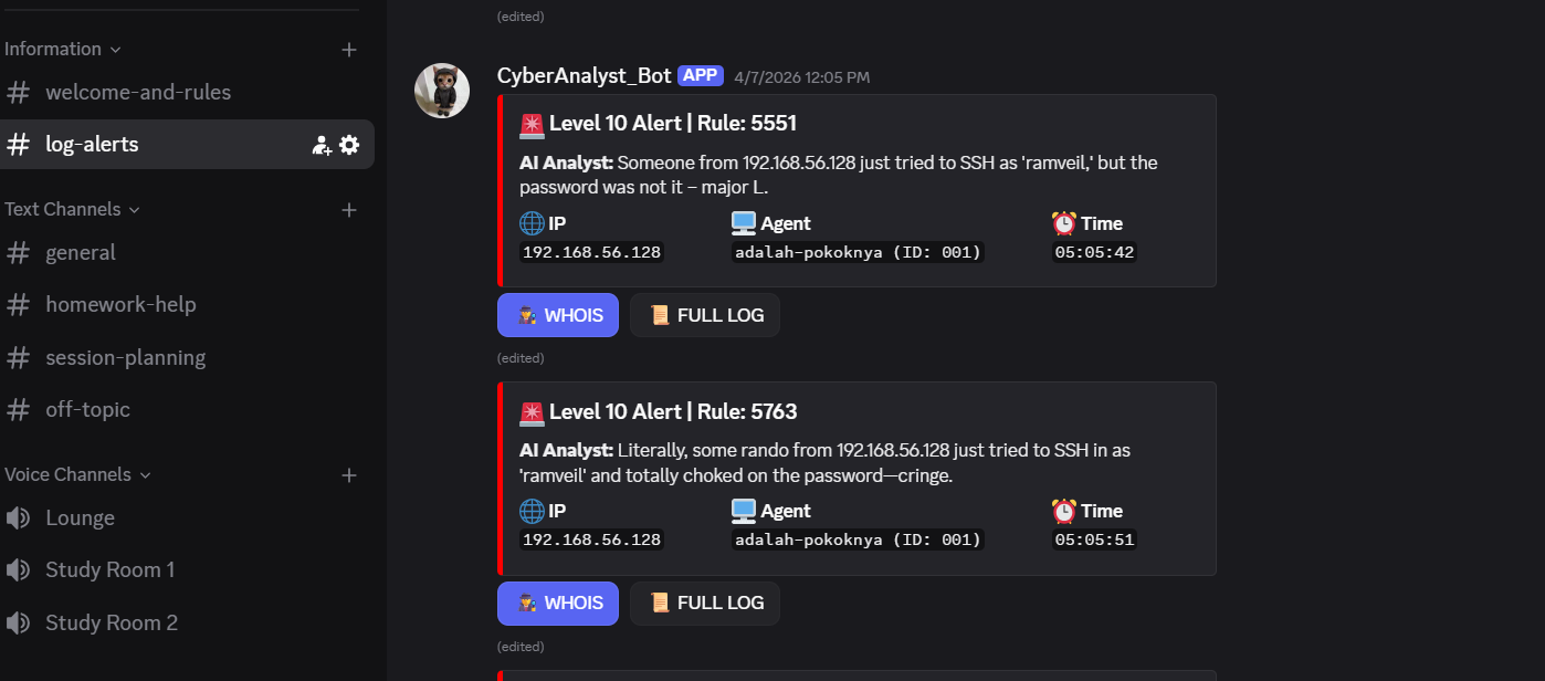AI-Augmented SOC: Wazuh + Discord + LLM Integration